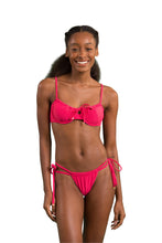 Load image into Gallery viewer, Model Front: Rio De Sol Top Top Dots-Virtual-Pink Balconet-Tie