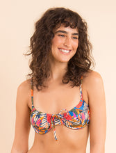 Load image into Gallery viewer, Model Front: Rio De Sol Top Top Jungle Balconet-Tie