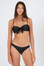 Load image into Gallery viewer, Model Front: Rio De Sol Top Top Shimmer-Black Bandeau-No