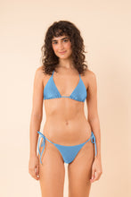Load image into Gallery viewer, Model Front: Rio De Sol Bottom Bottom Shimmer-Baltic-Sea Cheeky-Tie

