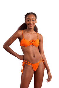 Model Front: Rio De Sol Top Top Dots-Orange Balconet-Tie